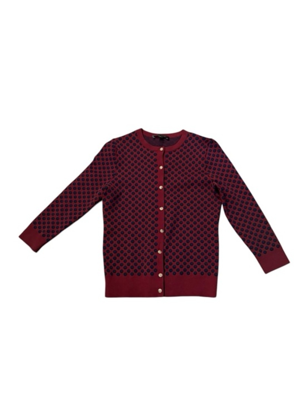 Ann Taylor burgundy navy blue button up cardigan sweater xs